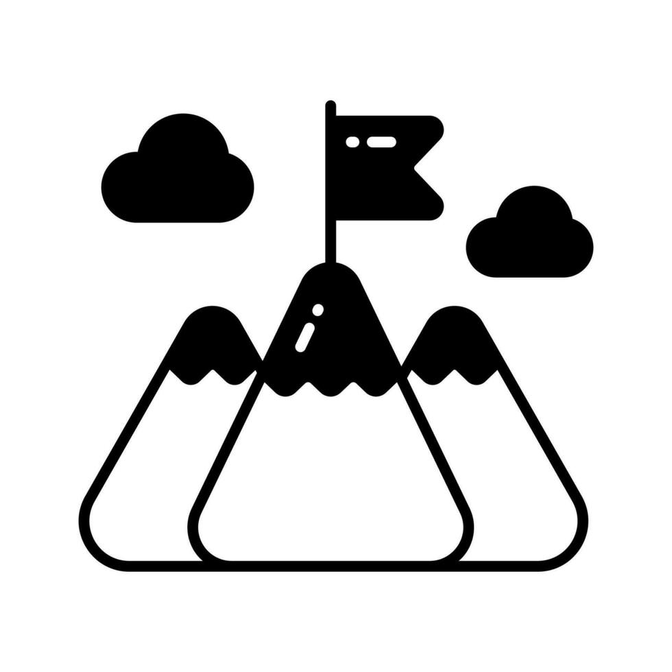 bandeira em topo do montanha, conceito ícone do missão dentro na moda estilo vetor