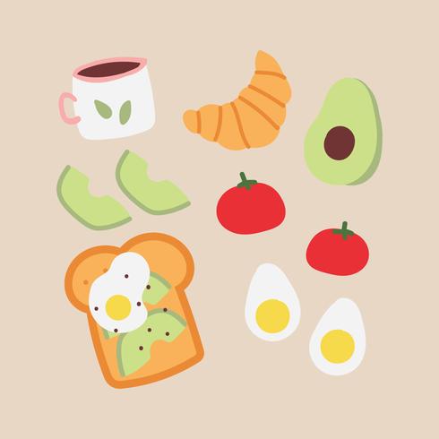 Doodles de pequeno-almoço colorido vetor