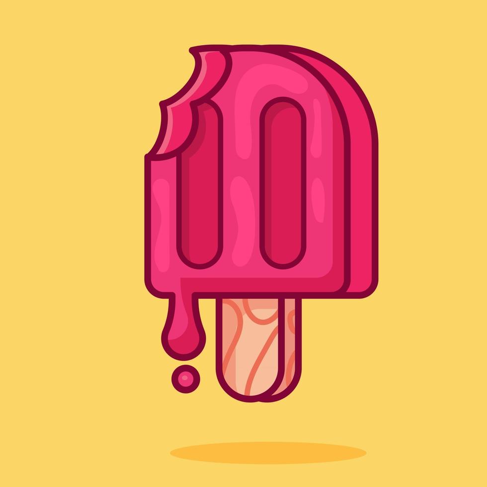 Ilustração de desenho animado isolado de sorvete de picolé em estilo simples vetor