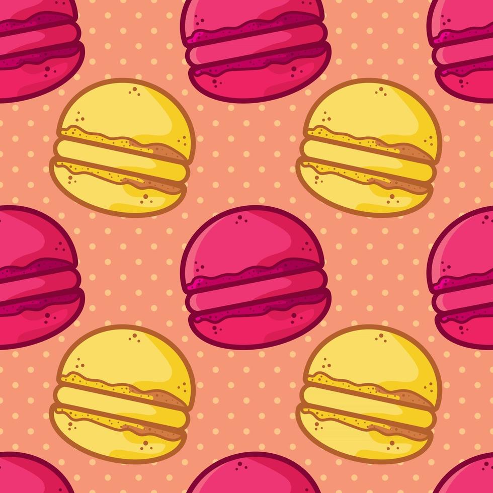 ilustração de padrão sem emenda de bolo de macaron vetor