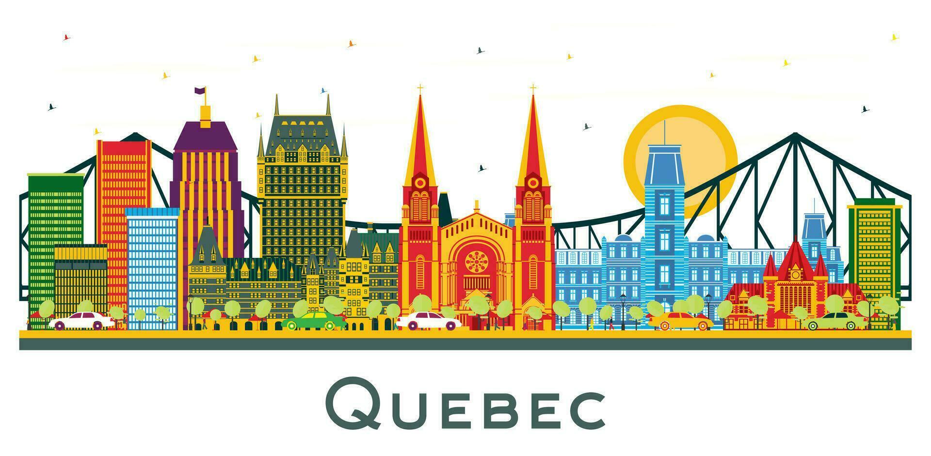 quebec Canadá cidade Horizonte com cor edifícios isolado em branco. vetor