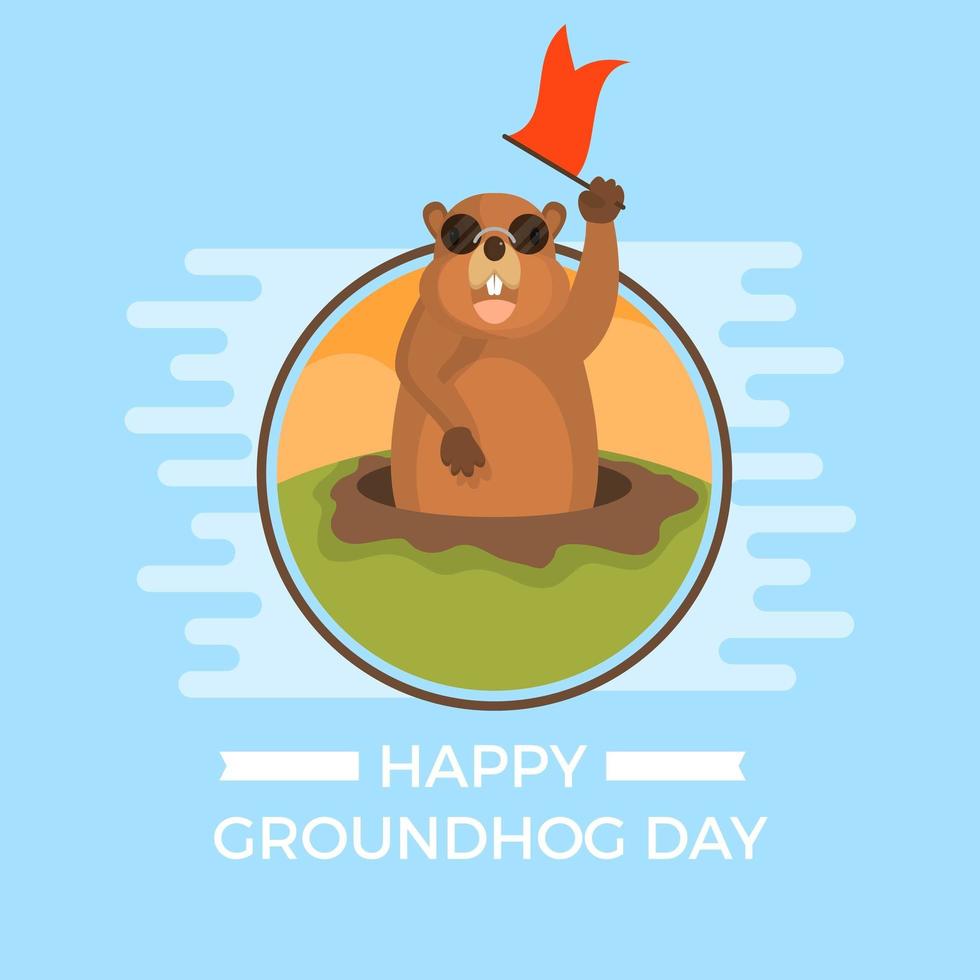 Flat Ground Hog Day Background Vector Illustration