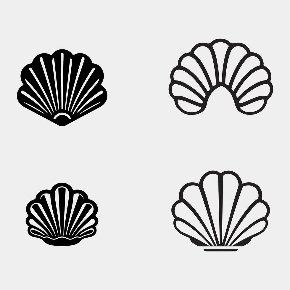 conjunto do conchas do mar ícone vetor ilustração Projeto