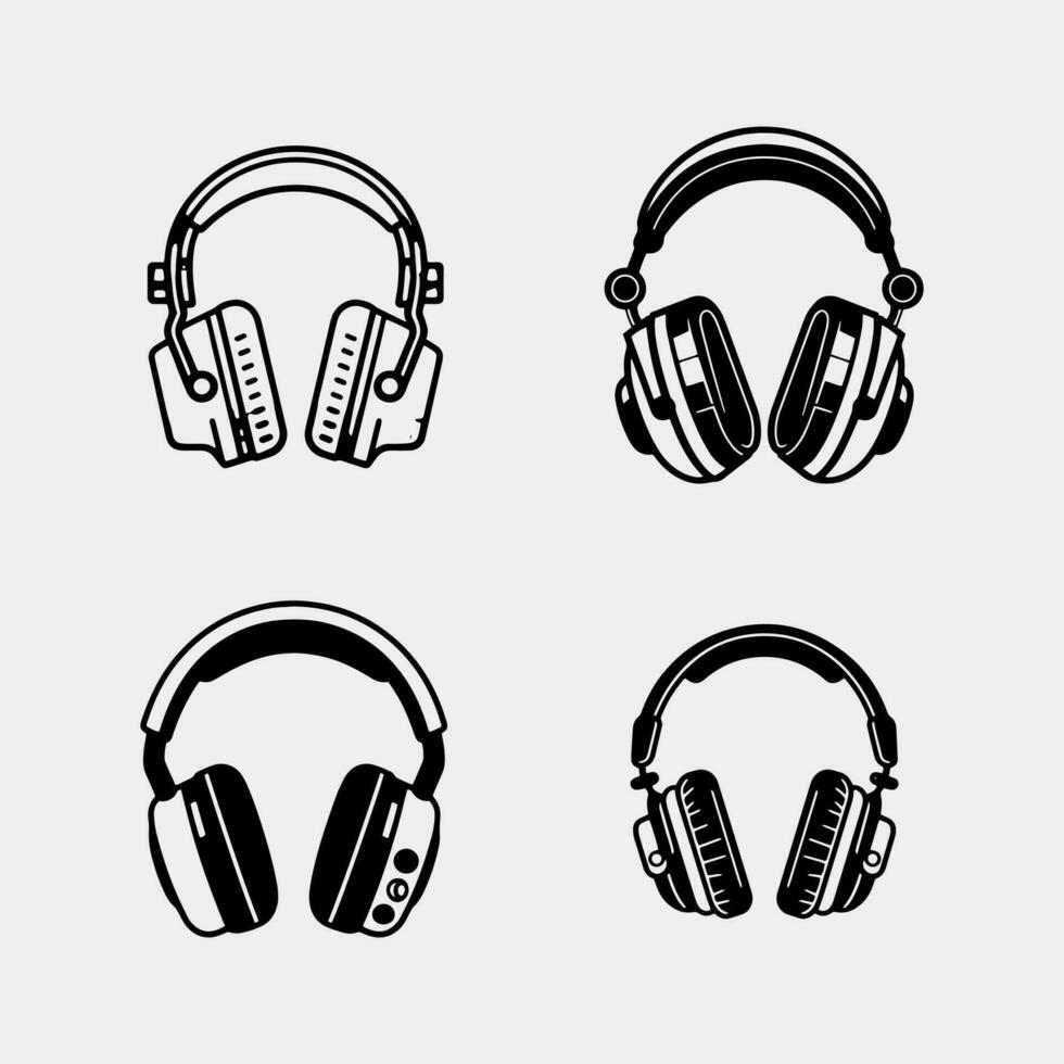 fones de ouvido ícones conjunto vetor isolado em branco fundo
