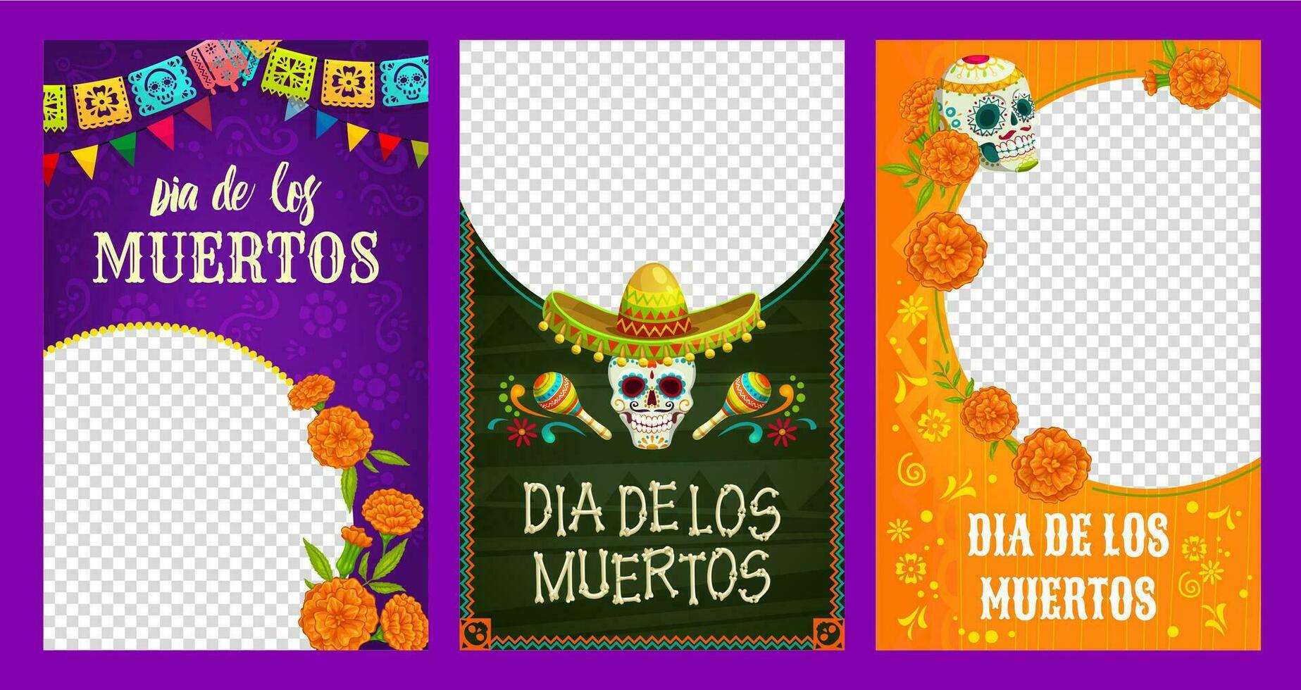 dia de los muertos social meios de comunicação vetor modelos