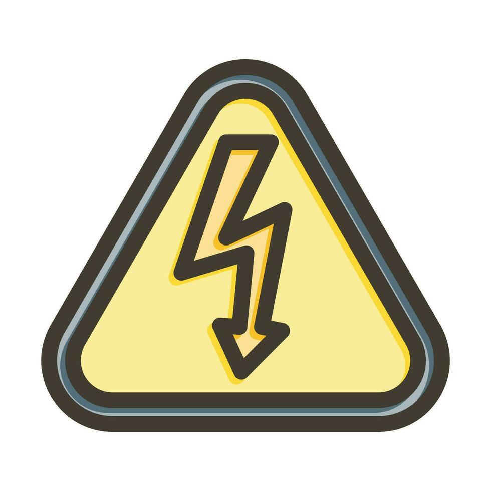 elétrico Perigo sinal grosso linha preenchidas cores para pessoal e comercial usar. vetor