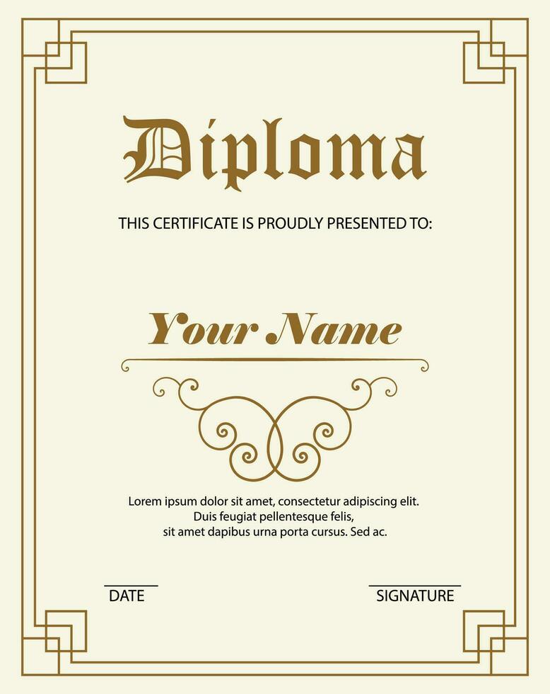 diploma, certificado Projeto modelo vetor