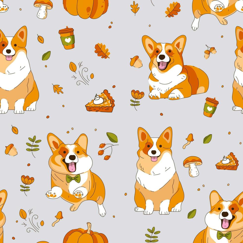 desatado padronizar corgi cachorro outono. vetor ilustração.