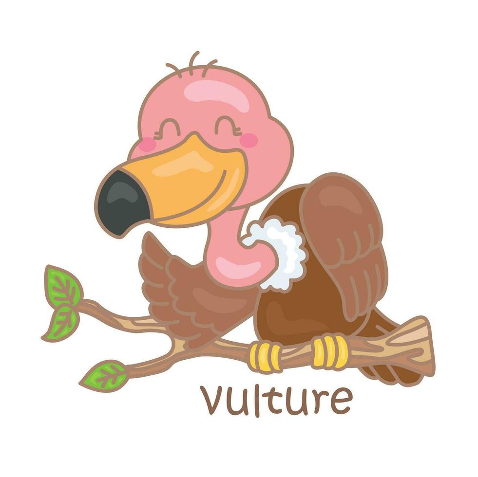 alfabeto v para abutre vocabulário escola lição desenho animado ilustração vetor clipart adesivo