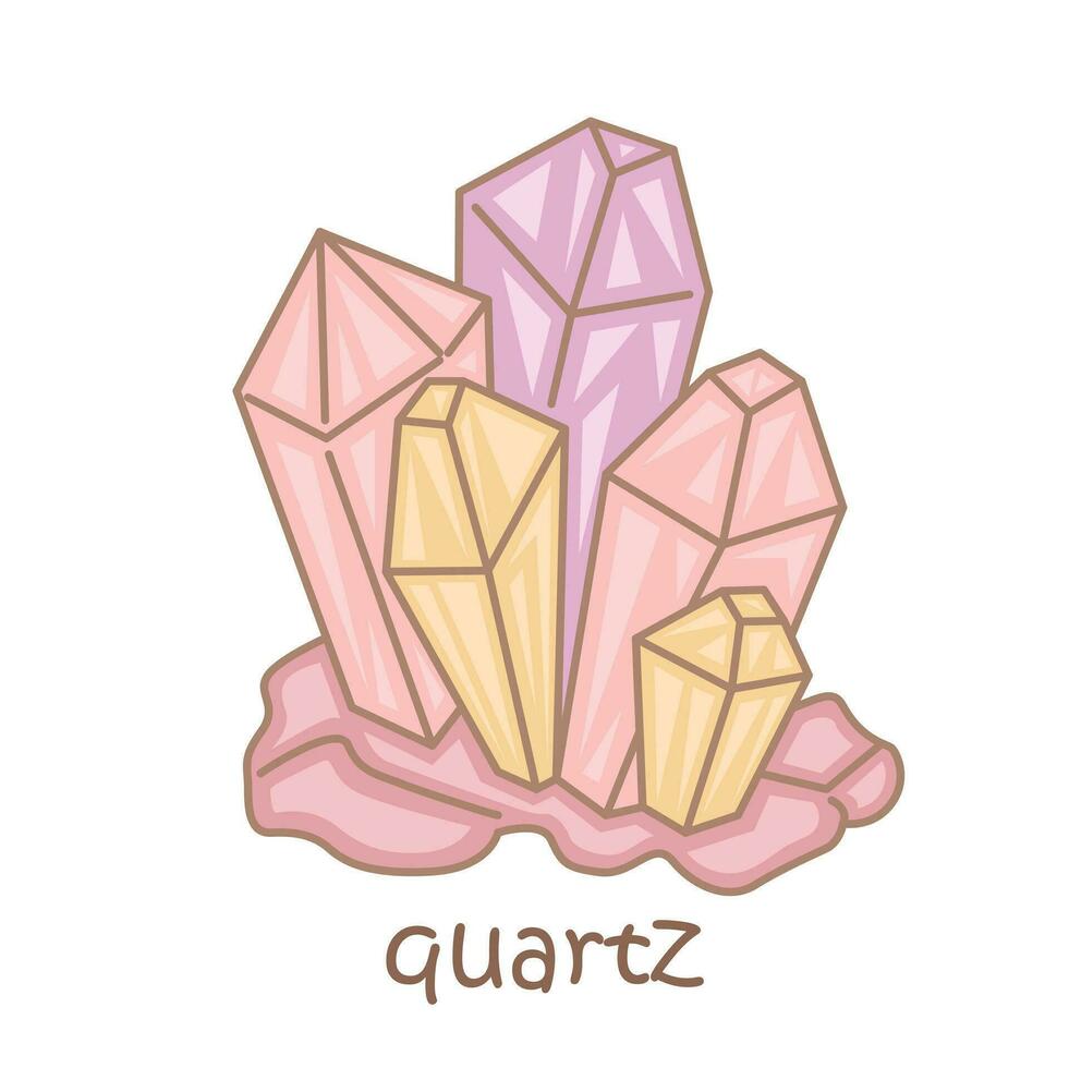 alfabeto q para quartzo vocabulário escola lição desenho animado ilustração vetor clipart adesivo