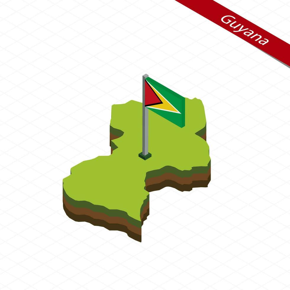 Guiana isométrico mapa e bandeira. vetor ilustração.