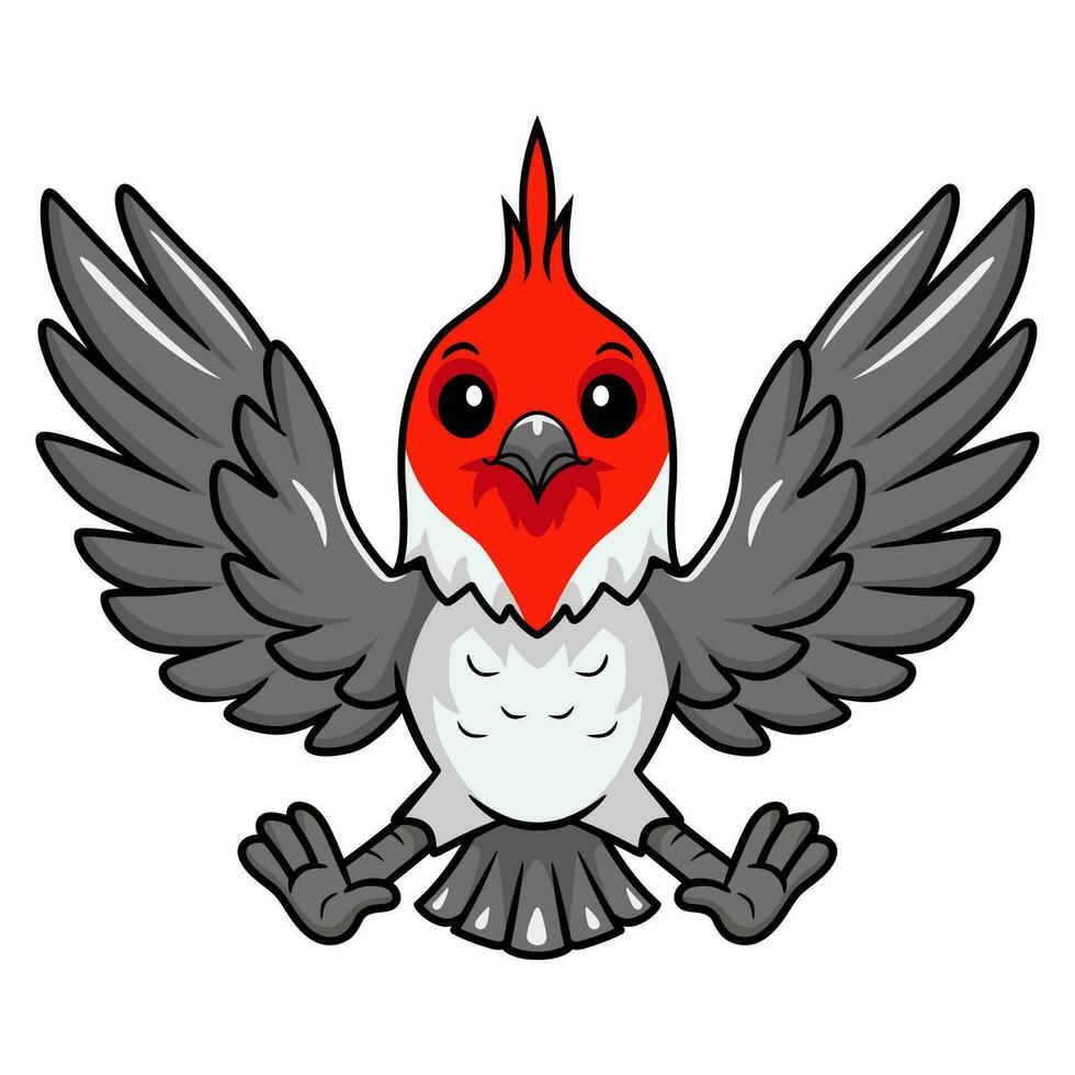 fofa vermelho com crista cardeal pássaro desenho animado vetor
