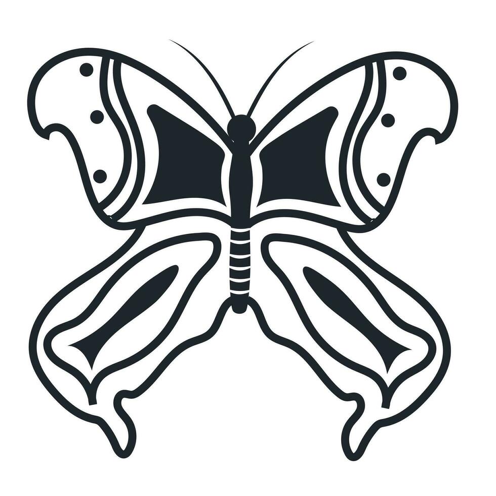 borboleta Preto e branco ilustração branco fundo vetor