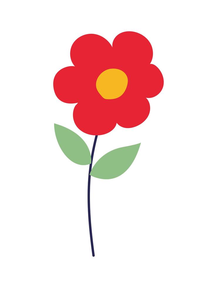 flor vermelha fofa vetor