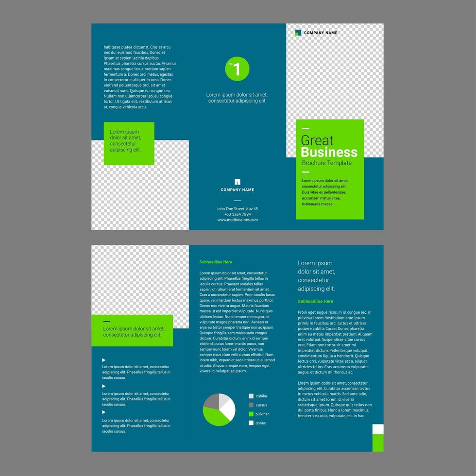 Professional Brochure Template Turqoise Green vetor