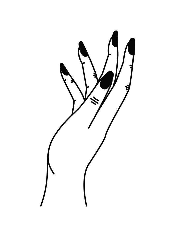 tatuagem minimalista de uma mão em um fundo branco vetor