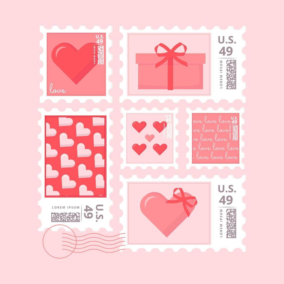Vector Valentine's Day Stamps