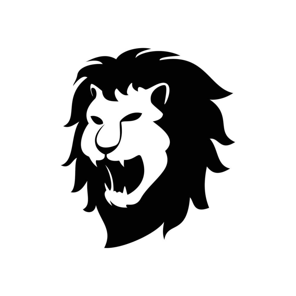 design de modelo de logotipo de silhueta de cabeça de leão. sinal e símbolo de animais selvagens. vetor