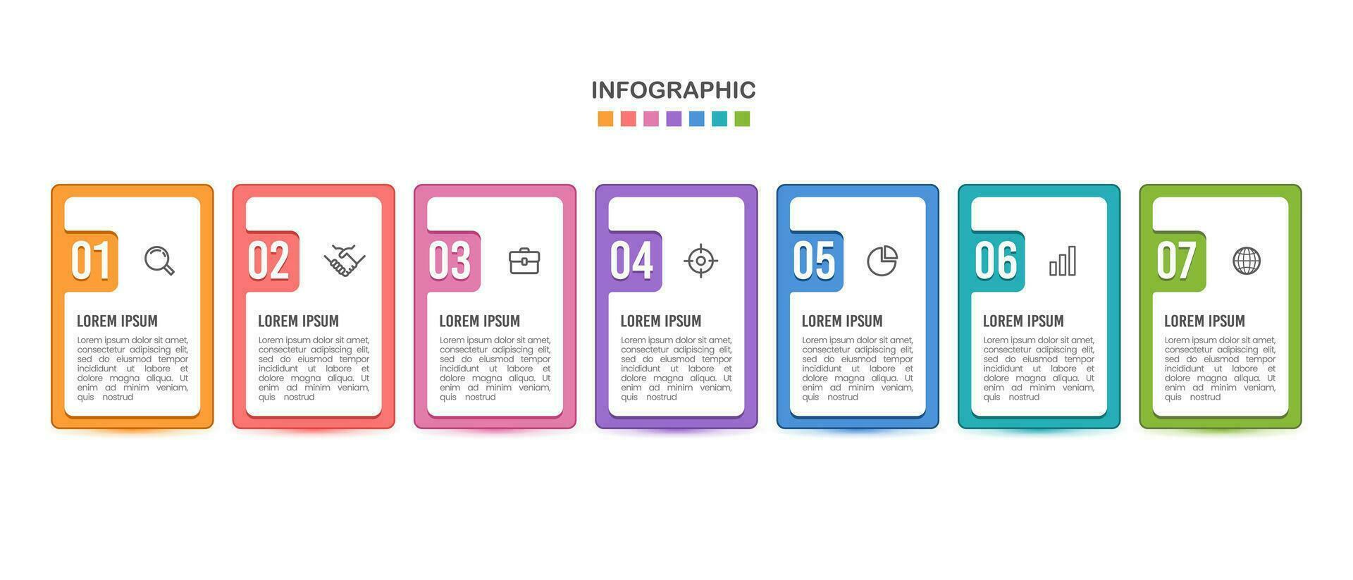 7 elementos infográfico Projeto modelo degrau para sucesso. vetor ilustração.