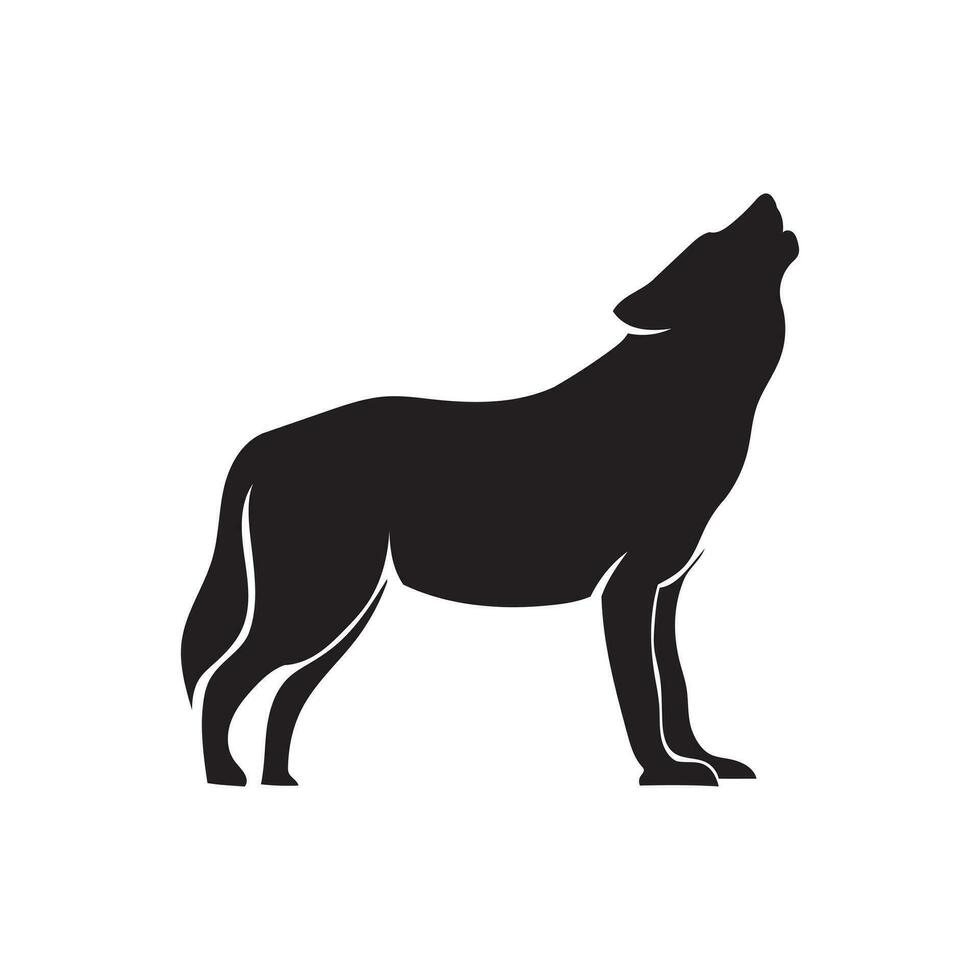 Lobo gráfico ícone. Lobo senta e uivos placa isolado em branco fundo. vetor ilustração. ilustração de, Preto lobo, uivando