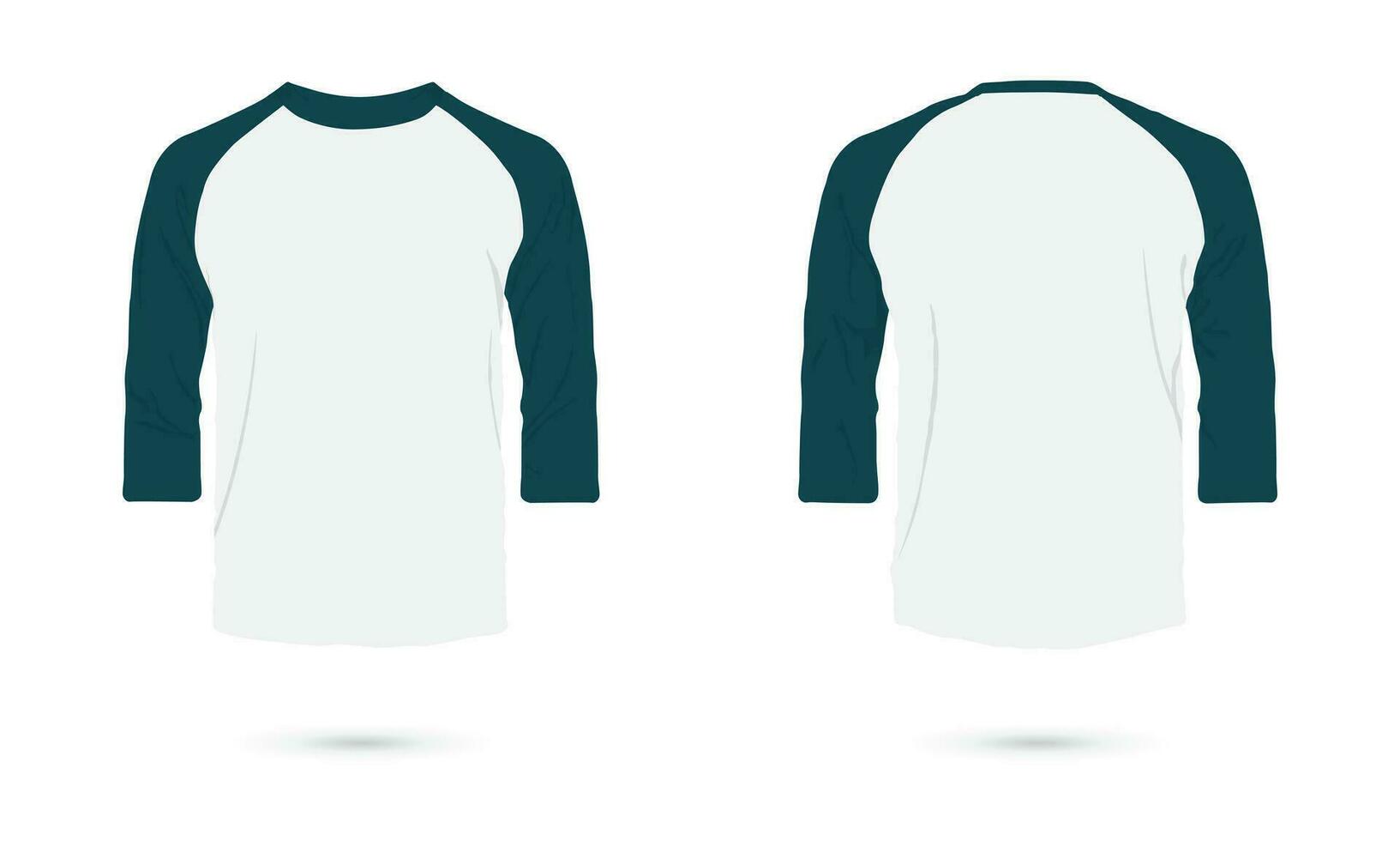 raglan manga camiseta frente e costas visualizar. vetor ilustração