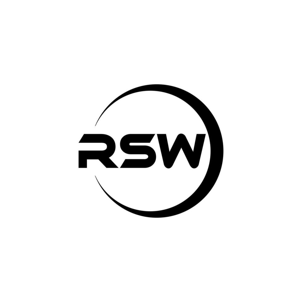 design de logotipo de carta rsw na ilustração. logotipo vetorial, desenhos de caligrafia para logotipo, pôster, convite, etc. vetor