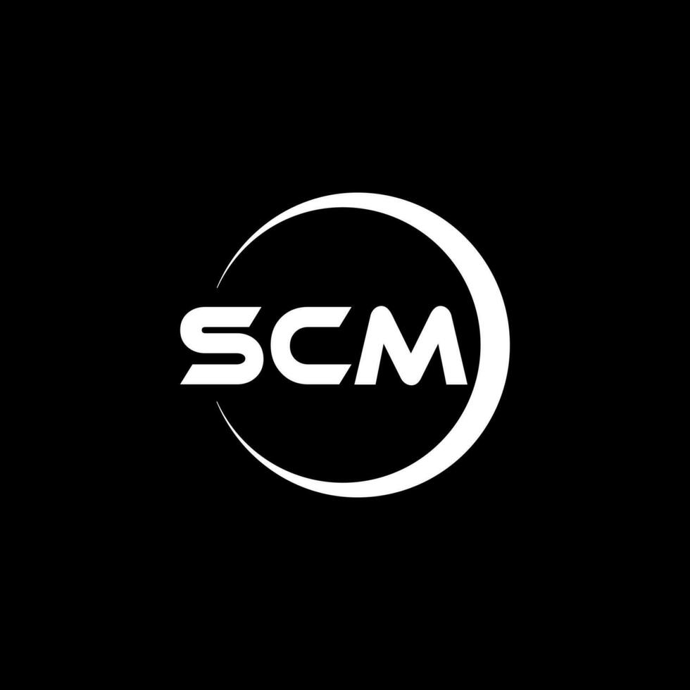 design de logotipo de carta scm no ilustrador. logotipo vetorial, desenhos de caligrafia para logotipo, pôster, convite, etc. vetor