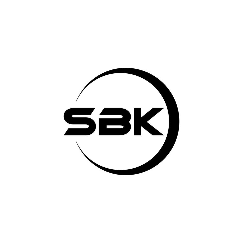 design de logotipo de carta sbk com fundo branco no ilustrador. logotipo vetorial, desenhos de caligrafia para logotipo, pôster, convite, etc. vetor