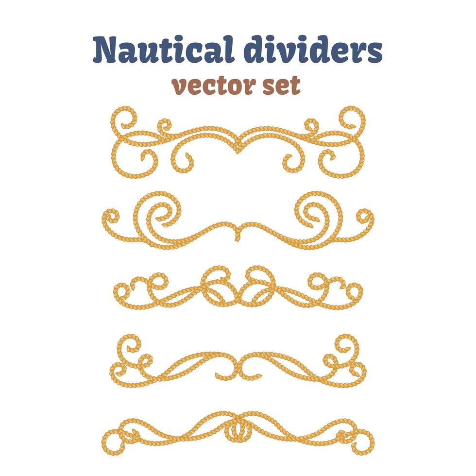 Dividers set. Nautical ropes. Decorative vector knots.