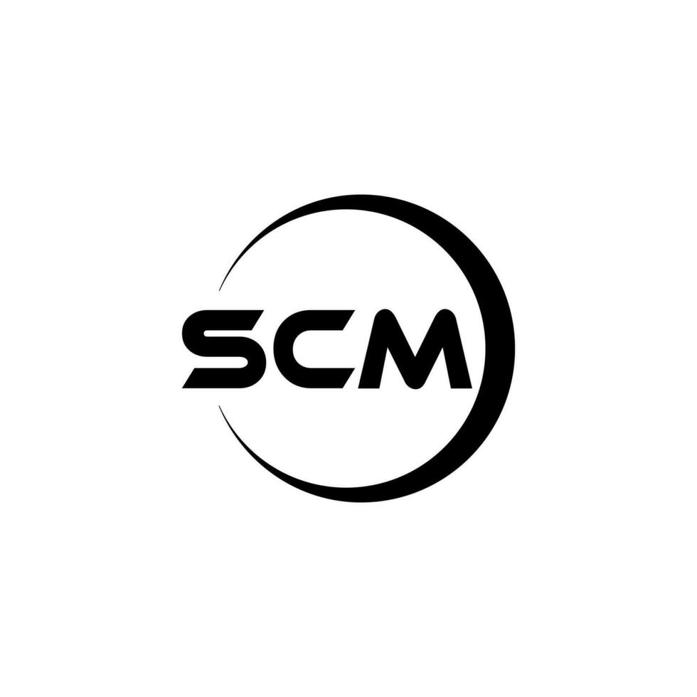 design de logotipo de carta scm no ilustrador. logotipo vetorial, desenhos de caligrafia para logotipo, pôster, convite, etc. vetor