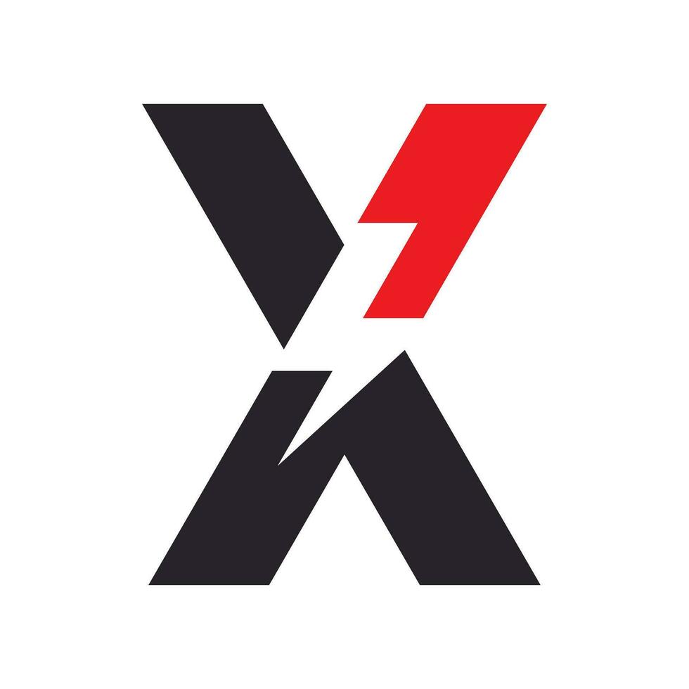 x vermelho Preto elétrico logotipo conceito isolado em branco fundo. vetor