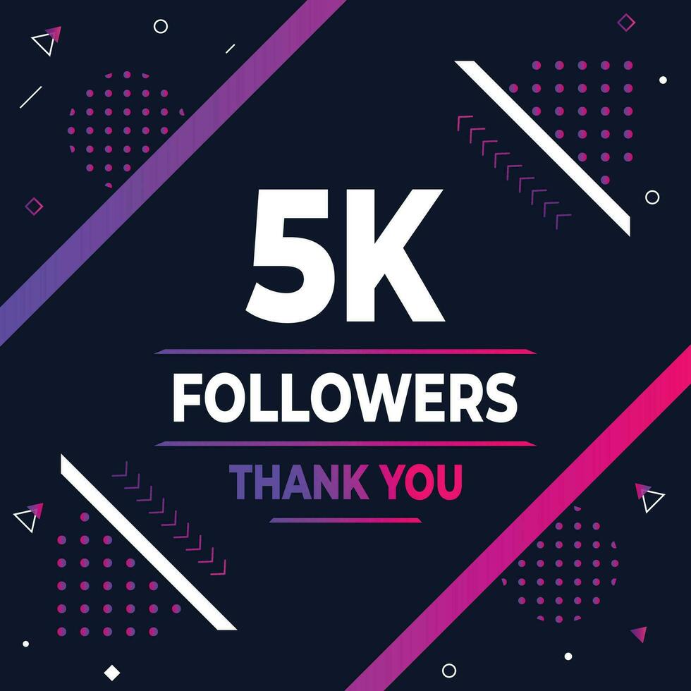 obrigado você 5k assinantes ou seguidores. rede social meios de comunicação moderno postar Projeto vetor