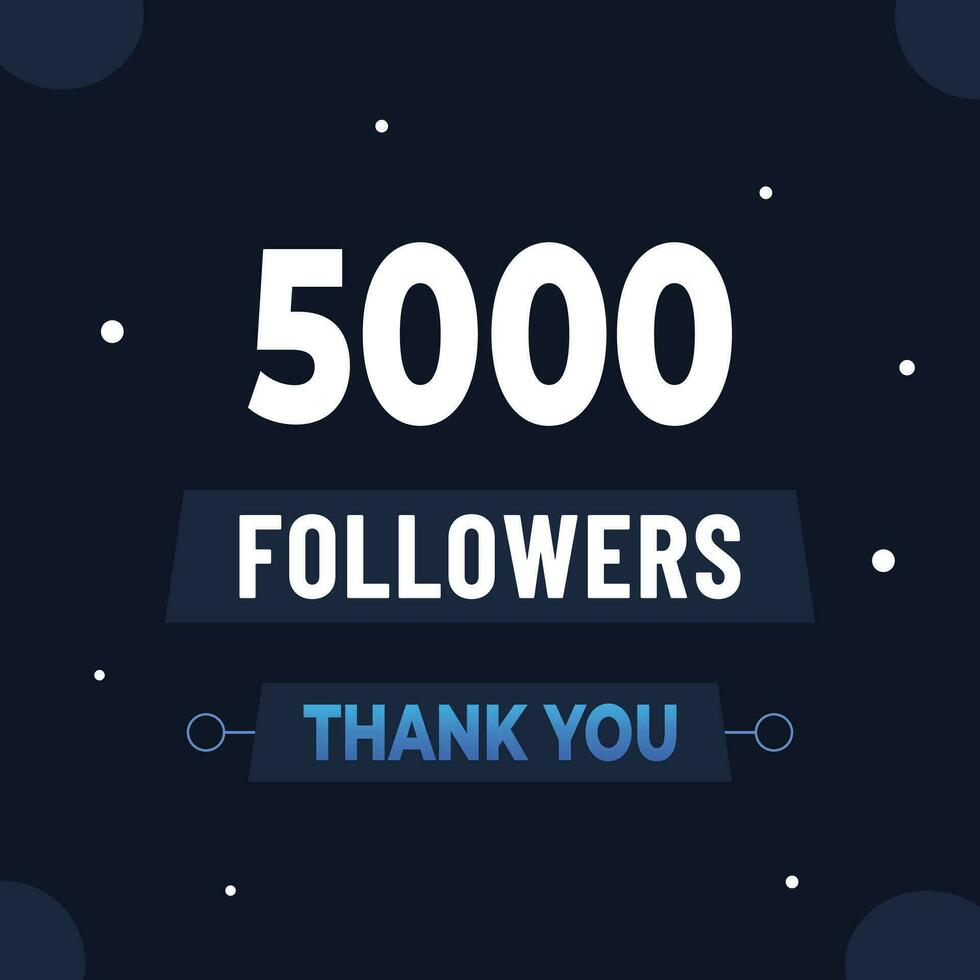 obrigado você 5k assinantes ou seguidores. rede social meios de comunicação moderno postar Projeto vetor