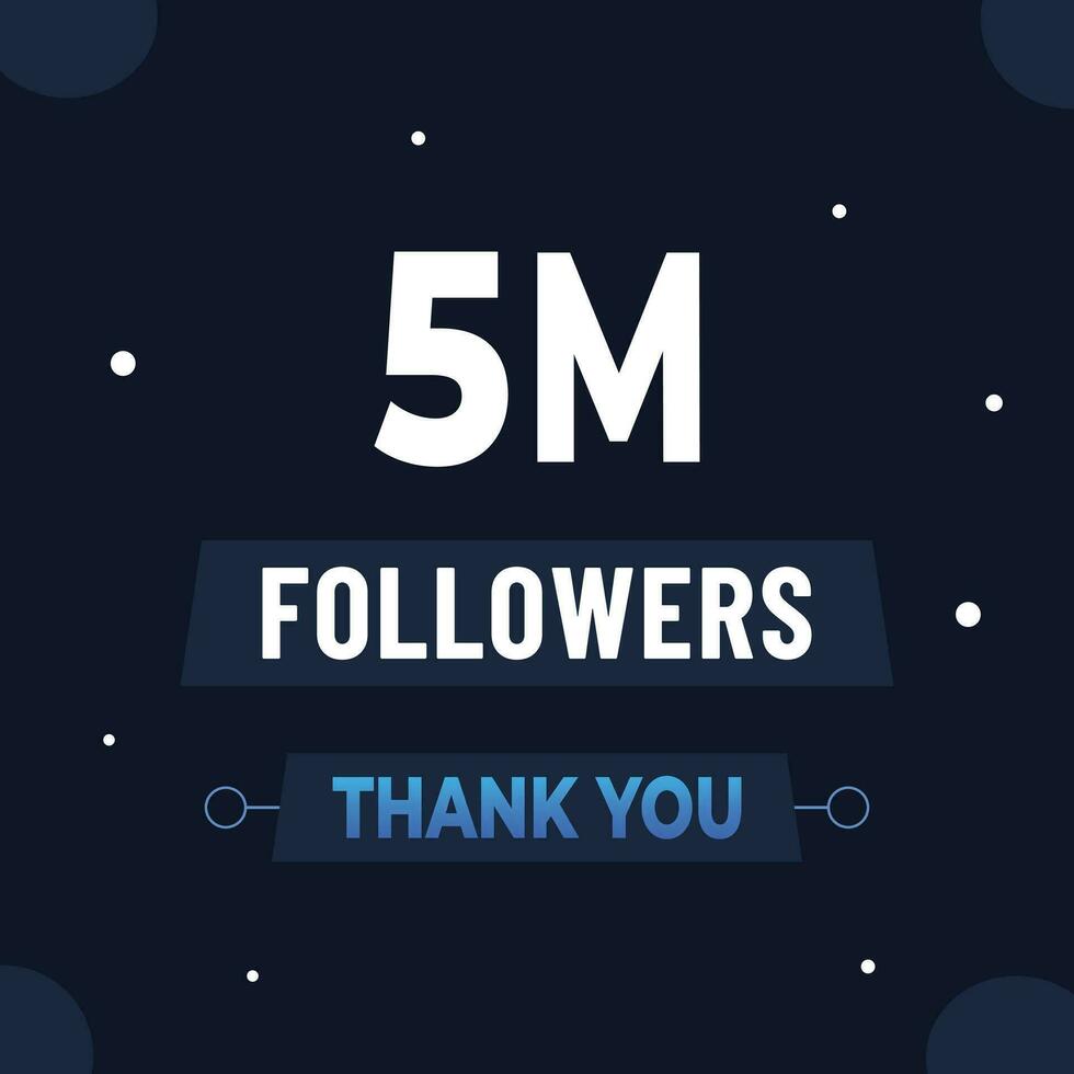 obrigado você 5m assinantes ou seguidores. rede social meios de comunicação moderno postar Projeto vetor