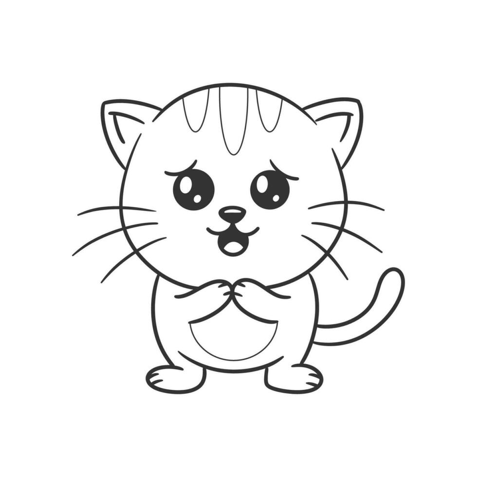 fofa gatinho mostrando triste expressão para coloração vetor