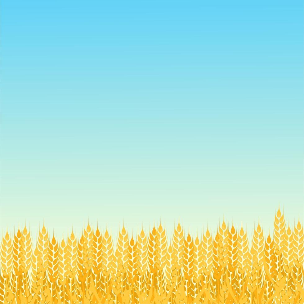 paisagem ensolarada de verão com um campo de trigo maduro gradiente estilo plano design ilustração vetorial. belo fundo para suas necessidades. dia de sol no campo de trigo. vetor