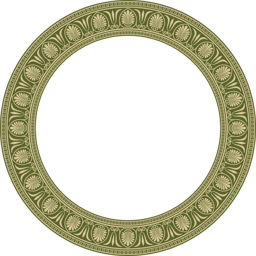 vetor ouro e verde volta clássico grego ornamento. europeu ornamento. fronteira, quadro, círculo, anel antigo Grécia, romano Império