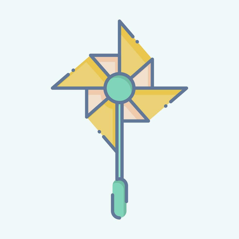 ícone moinho de vento. relacionado para diversão parque símbolo. rabisco estilo. simples Projeto editável. simples ilustração vetor