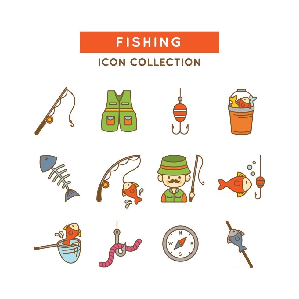 conjunto de ícones de pesca vetor