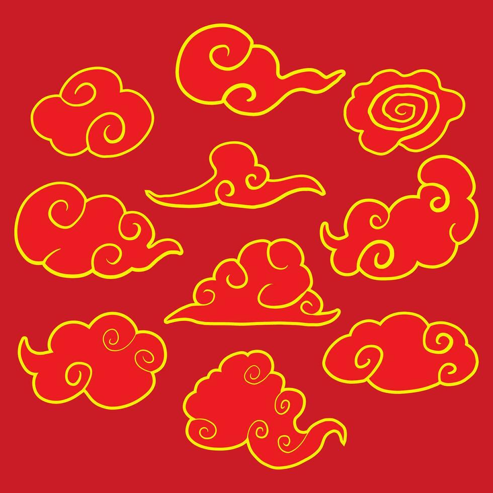a vermelho chinês nuvem símbolo realeza para decoração imagem vetor