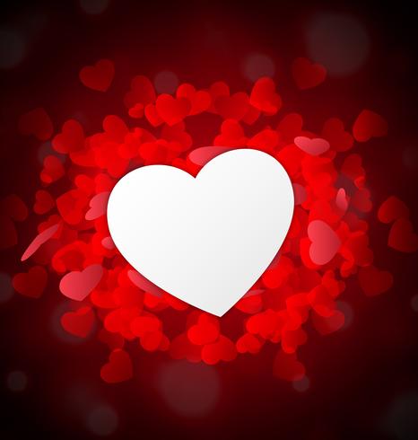 Coração dos namorados como papel na frente de pequenos corações vermelhos vetor