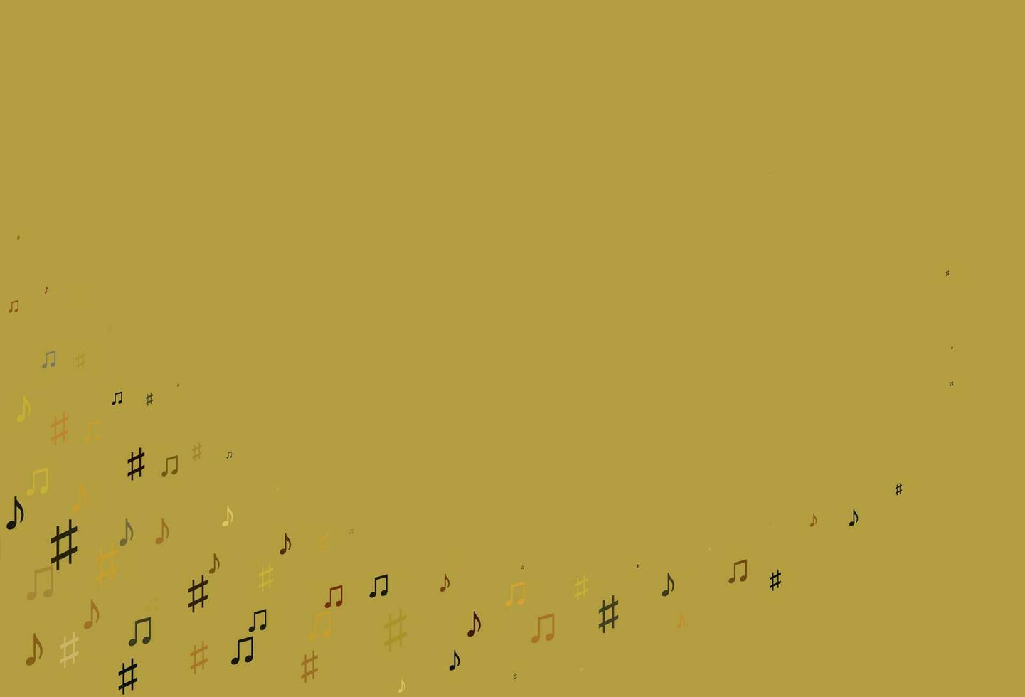 pano de fundo de vetor amarelo e laranja claro com notas musicais.