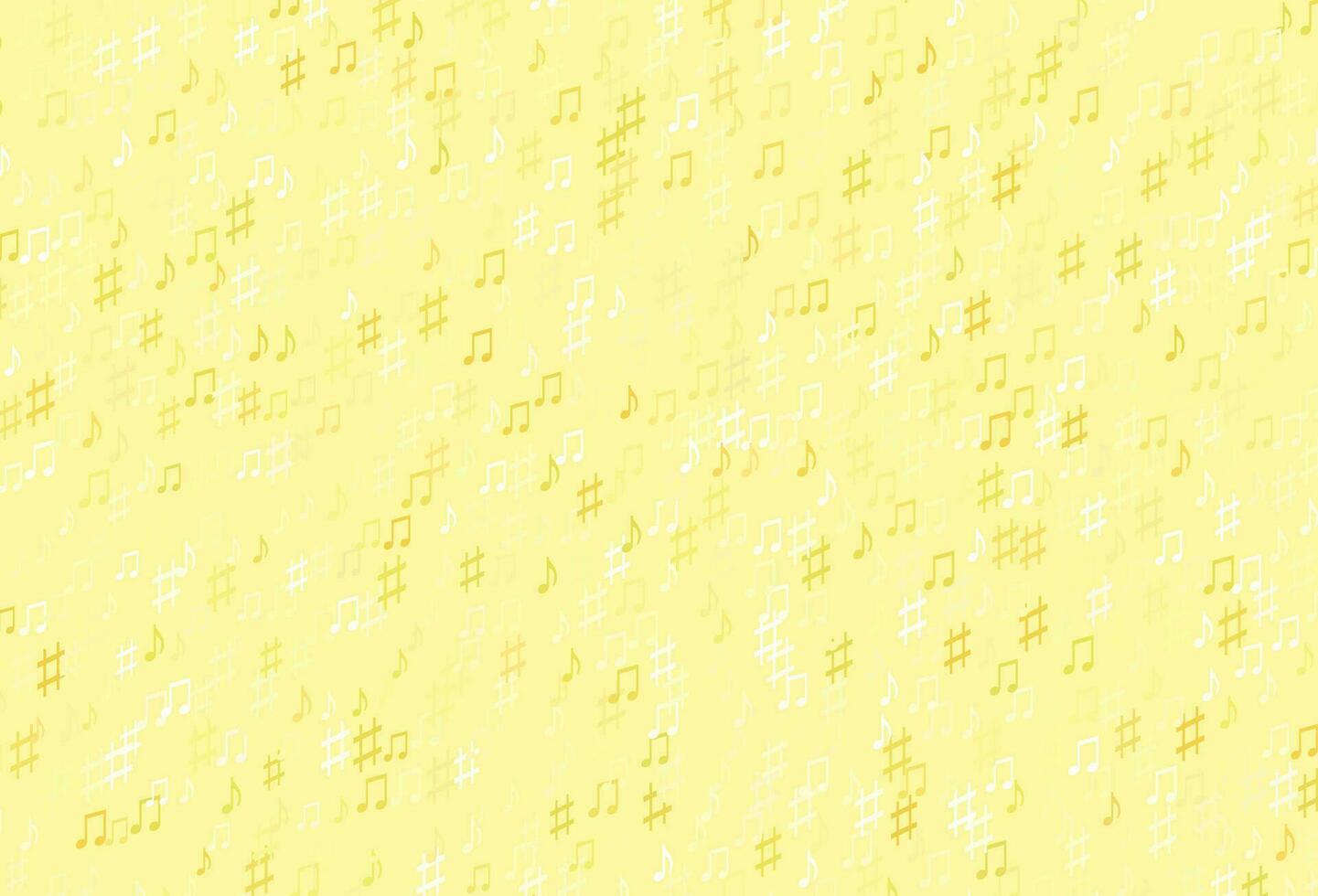 pano de fundo de vetor amarelo e laranja claro com notas musicais.