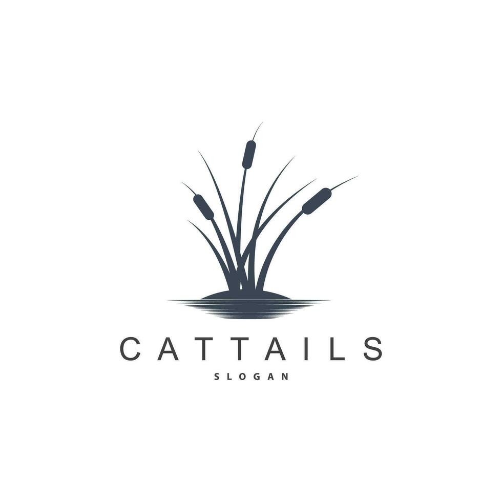 riachos e cattails rio logotipo, Relva Projeto simples minimalista ilustração vetor modelo