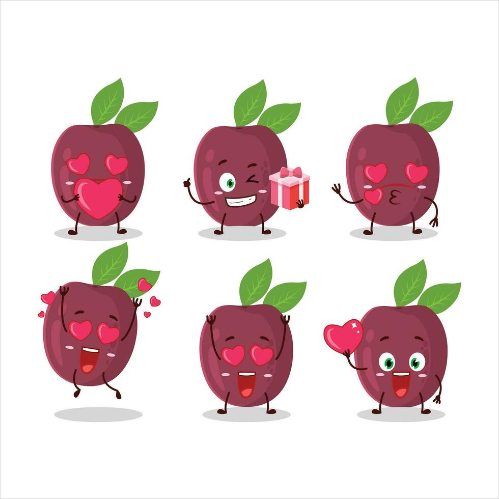 paixão fruta desenho animado personagem com amor fofa emoticon vetor