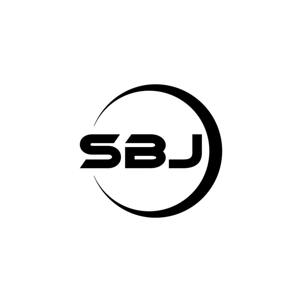 design de logotipo de carta sbj com fundo branco no ilustrador. logotipo vetorial, desenhos de caligrafia para logotipo, pôster, convite, etc. vetor