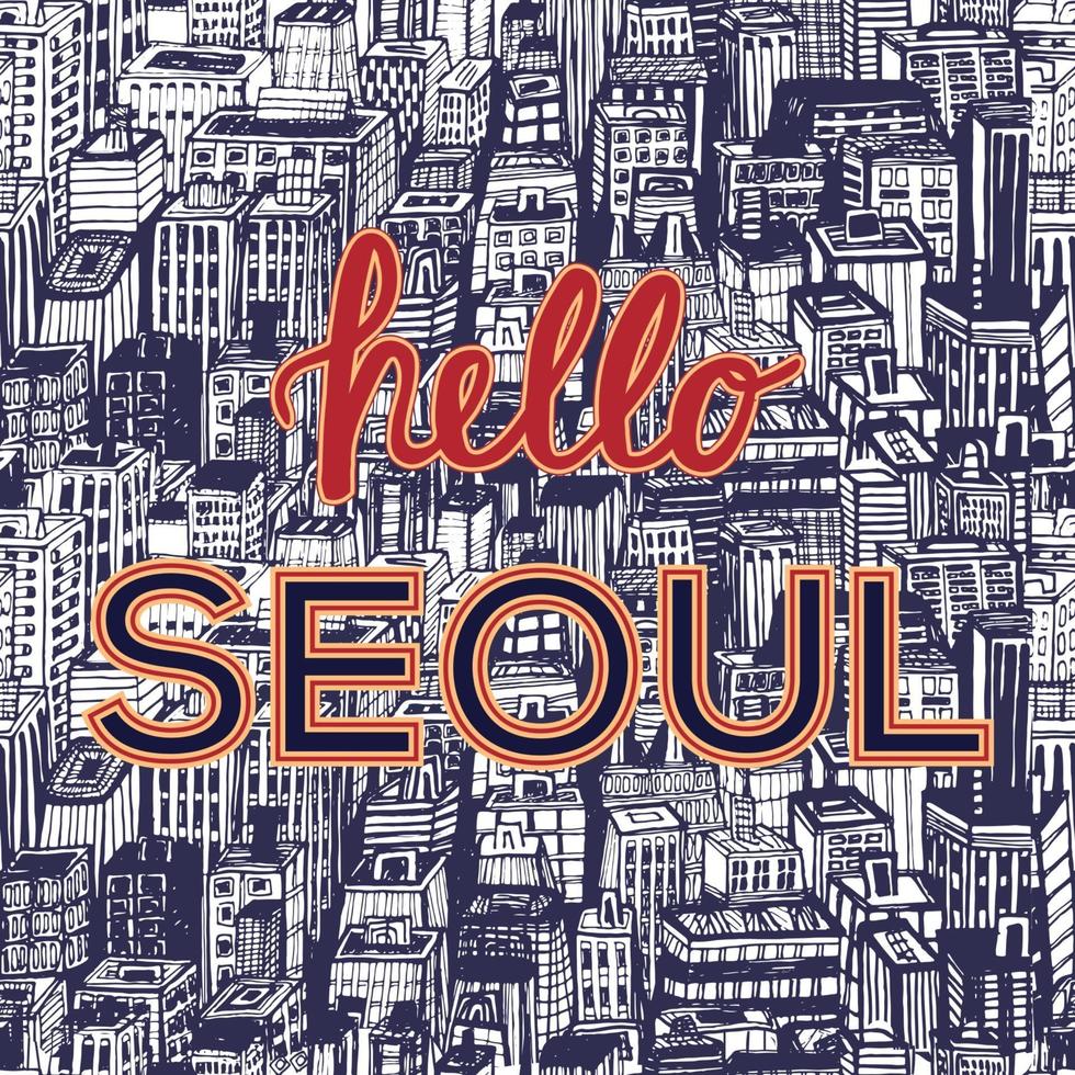 ilustração em vetor horizonte seoul. fundo da cidade coreia do sul