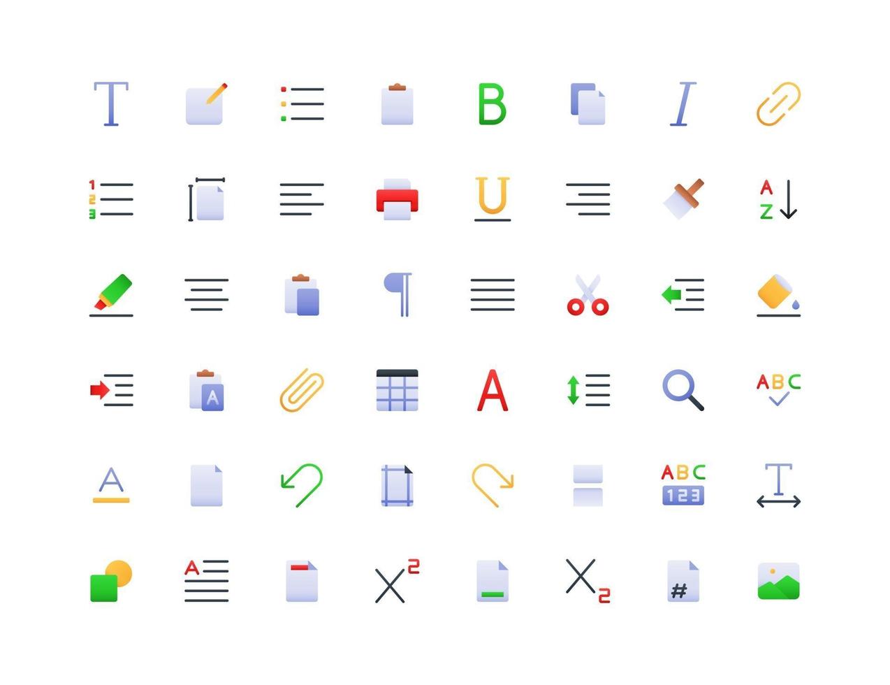 conjunto de ícones de gradiente de editor de texto vetor