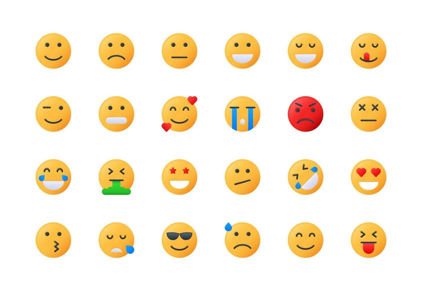 conjunto de ícones de emoticon e gradiente de emoji vetor