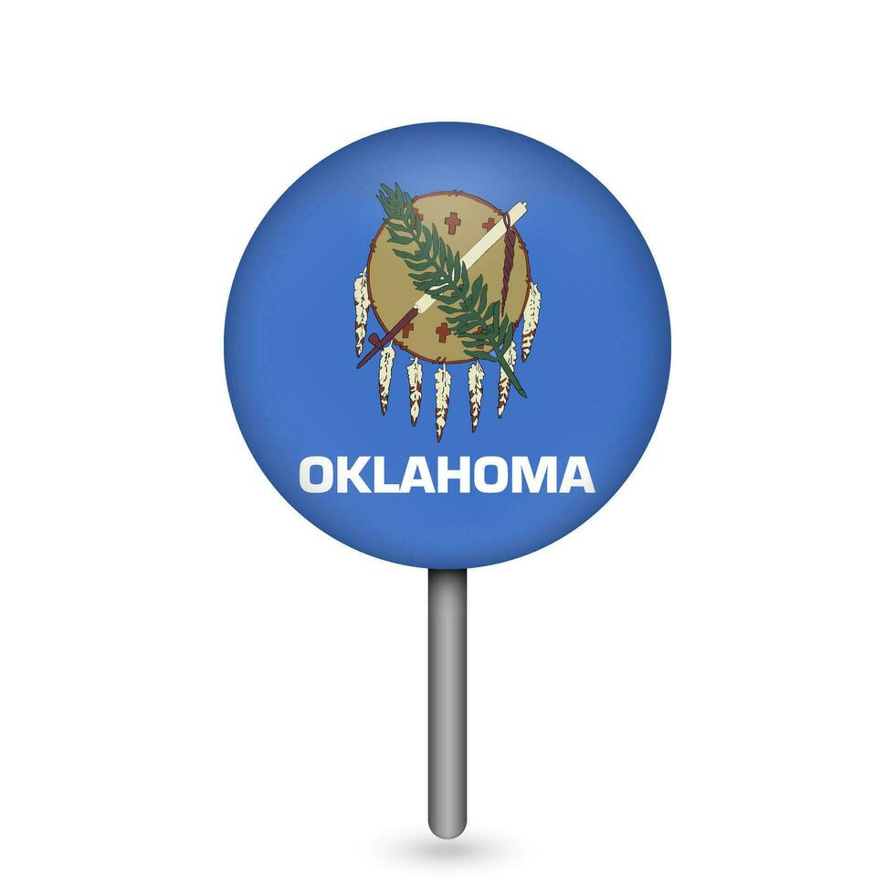 ponteiro de mapa com bandeira de oklahoma. ilustração vetorial. vetor